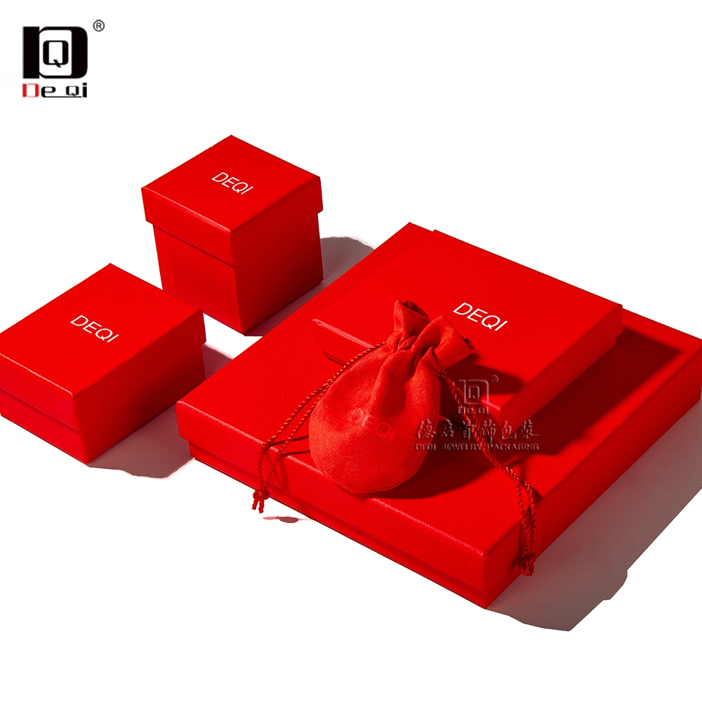 DEQI红色珠宝首饰纸袋包装礼品盒品牌包装盒系列